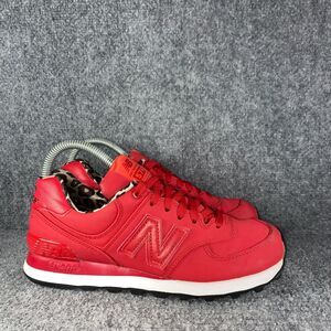 New Balance 574 Womens 7 Shoes Red Leopard Athletic Sneakers